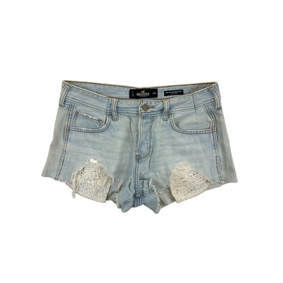 Hollister Denim - Hollister Low Rise Boyfriend Denim Shorts Women's 7 W28 Blue Distressed Lace